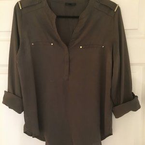 Dynamite Green Blouse with Gold Accents